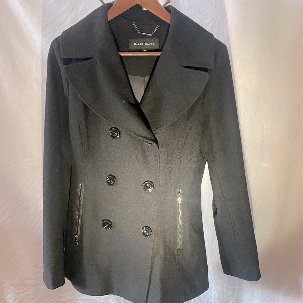 Women’s black pea coat size medium
